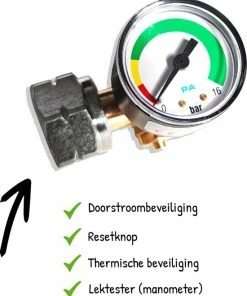 Beste Pirce ???? Bernzomatic Gas Stop Propaan DIN 21,8"l - 4 Veiligheden Bij Slangbreuk Of Brand - Doorstroombeveiliging En Gasfleszekering - Thermisch Beveiligd Met Resetknop En Manometer - ISO 9001 + EN16129 ✨
