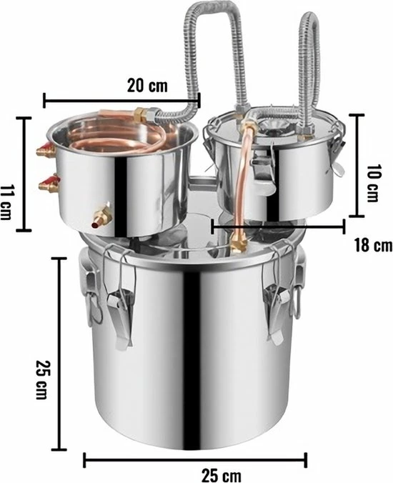 Begroting ❤️ Vevor™ Vevor® Destilleerapparaat - Destileerketel - Fermentatie Set - Distilleerketel Voor Alcohol - 12 Liter - RVS ???? 9 Begroting ❤️ Vevor™ Vevor® Destilleerapparaat - Destileerketel - Fermentatie Set - Distilleerketel Voor Alcohol - 12 Liter - RVS ???? - Afbeelding 7
