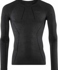 Beste deal ✔️ FALKE Wool Tech. Regular Fit Base Layer Top Met Lange Mouwen Sneldrogend Warm Ademend Merino Thermo Ondergoed Zwart Heren Underwear - Longsleeve - Maat L ????