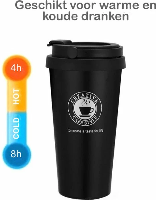 Groothandel ???? Cafestyle Thermosbeker – Travel Mug – Koffiebeker – Thermosfles – RVS – Antislip - 500 ML - Zwart ⭐ 6 Groothandel ???? Cafestyle Thermosbeker – Travel Mug – Koffiebeker – Thermosfles – RVS – Antislip - 500 ML - Zwart ⭐ - Afbeelding 4