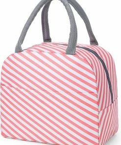 Begroting ⌛ Lunch Bag - Roze/Wit | Koeltas | Polyester / Nylon | 23x15x20 Cm | Fashion Favorite ????
