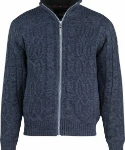 Aanbiedingen ???? BJØRNSON Viggo Kabel Gebreid Wintervest Heren - Teddy - Maat L - Donkerblauw ????
