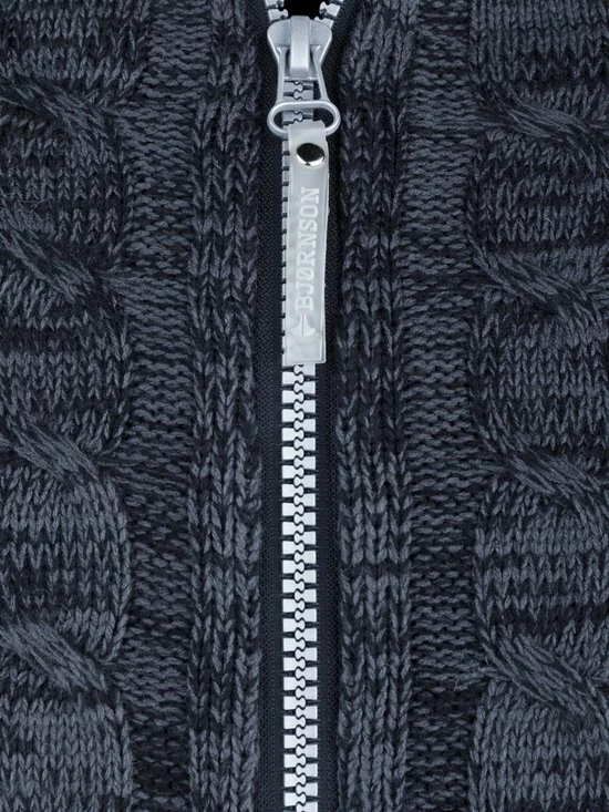 Aanbiedingen ???? BJØRNSON Viggo Kabel Gebreid Wintervest Heren - Teddy - Maat L - Donkerblauw ???? 6 Aanbiedingen ???? BJØRNSON Viggo Kabel Gebreid Wintervest Heren - Teddy - Maat L - Donkerblauw ???? - Afbeelding 4