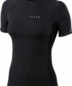 Nieuw ???? FALKE Warm Tight Fit Slim Fit Basislaag Top Met Korte Mouwen Sneldrogende Thermo Ademend Thermo-Ondergoed Zwart Dames Underwear - T-shirt - Maat L ????