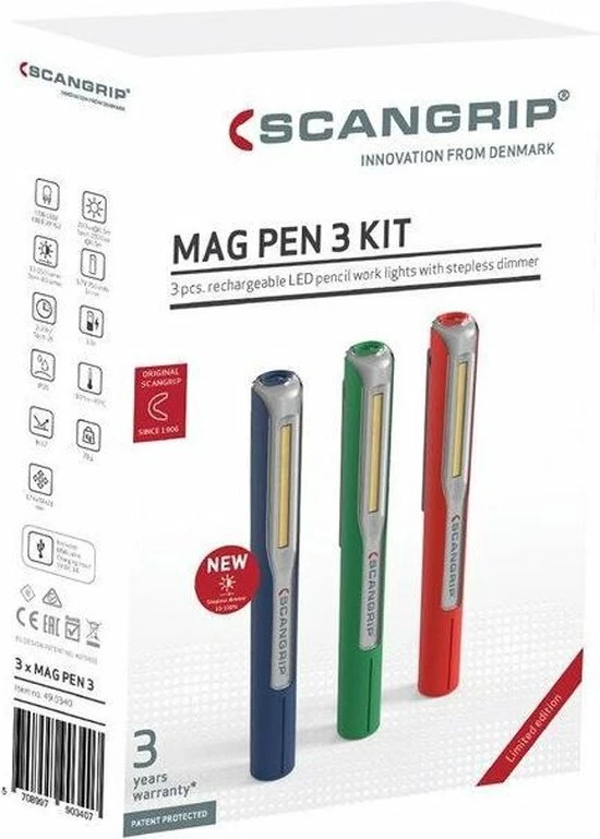 Kopen ???? Scangrip Mag Pen 3 LED Zaklamp / Looplamp - Oplaadbaar & Dimbaar - 150lm - Met Haak & Magneet - Set Van 3 Stuks ???? 17 Kopen ???? Scangrip Mag Pen 3 LED Zaklamp / Looplamp - Oplaadbaar & Dimbaar - 150lm - Met Haak & Magneet - Set Van 3 Stuks ???? - Afbeelding 15